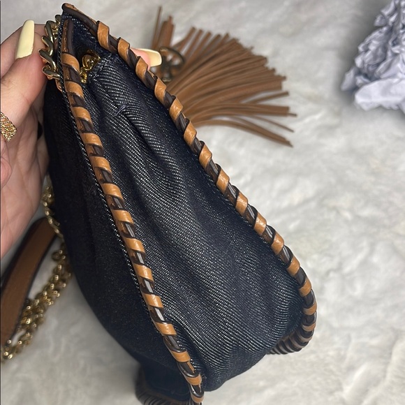 Michael Kors Denim and Tan leather Chain Shoulder/Crossbody Bag - Picture 13 of 16